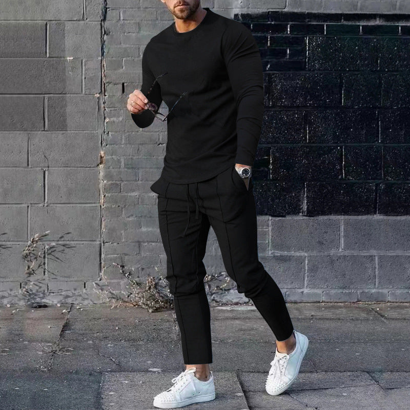 Men's fitted long-sleeve shirt made of cotton stretch with a round neckline and body-hugging fit Mune Fashion