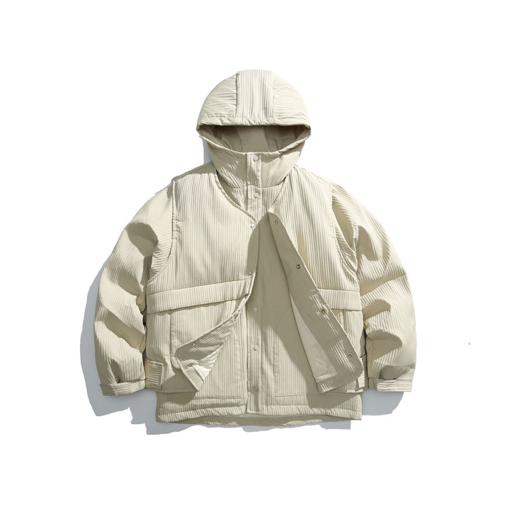 Men's quilted jacket with hood and ribbed textured fabric Mune Fashion