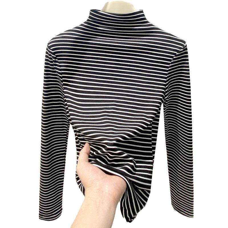 Women’s Figure-Hugging Long Sleeve Shirt with Turtle Neck Mune Fashion