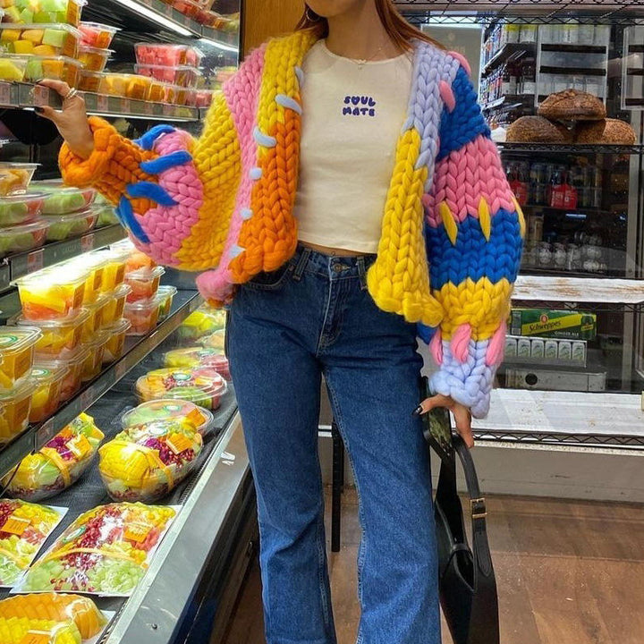 Ladies Fashionable Cardigan with Colorful Design