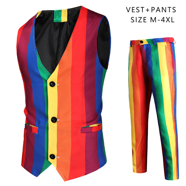 Unisex narrow-cut chino pants with vertical stripe pattern and elastic waistband Mune Fashion