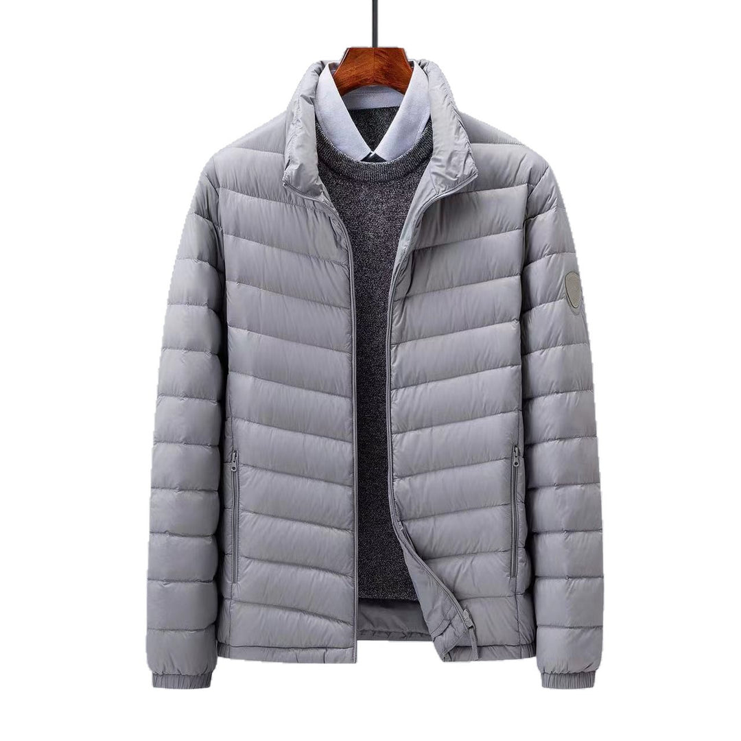 Men's Lightweight Padded Jacket with Diagonal Quilting, Stand-Up Collar and Zipper Pockets Mune Fashion