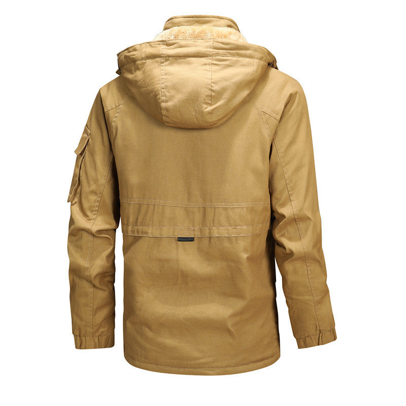 Men's waterproof hooded canvas jacket with teddy lining and multifunctional pockets Mune Fashion