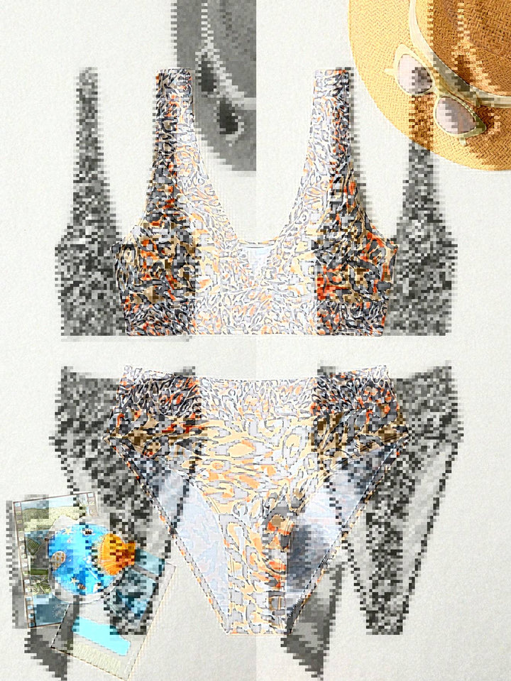 Women's Triangle Bikini with decorative Animal Print Mune Fashion