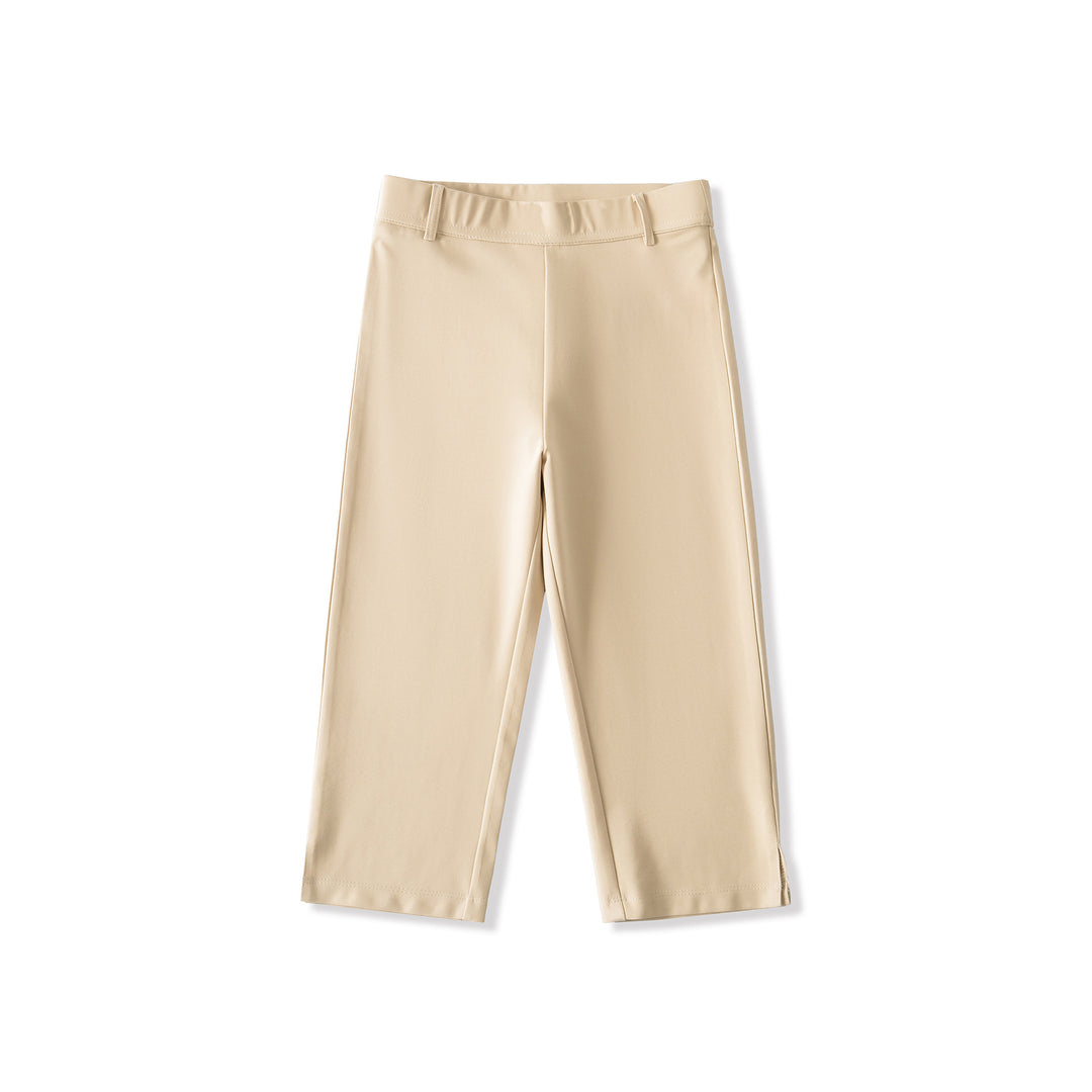 Women's high-waisted capri stretch pants with a slim silhouette and leg slit Mune Fashion