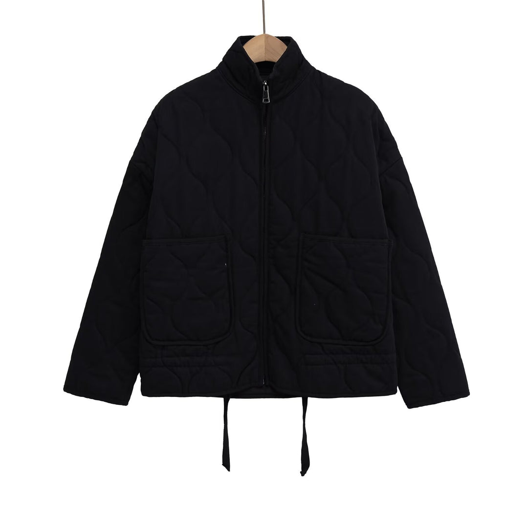 Women’s quilted jacket with stand-up collar, cushion quilting and drawstring Mune Fashion