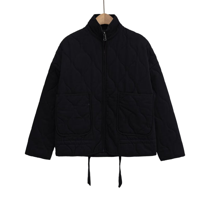 Women’s quilted jacket with stand-up collar, cushion quilting and drawstring Mune Fashion