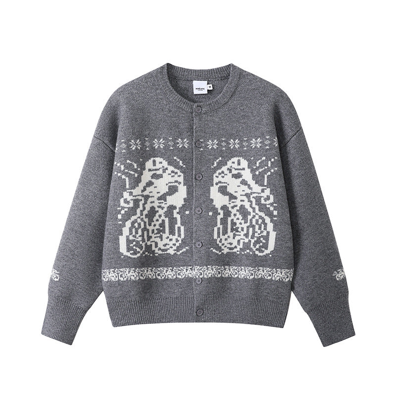 Women Cozy Chunky Knit Sweater with Graphic Design Mune Fashion