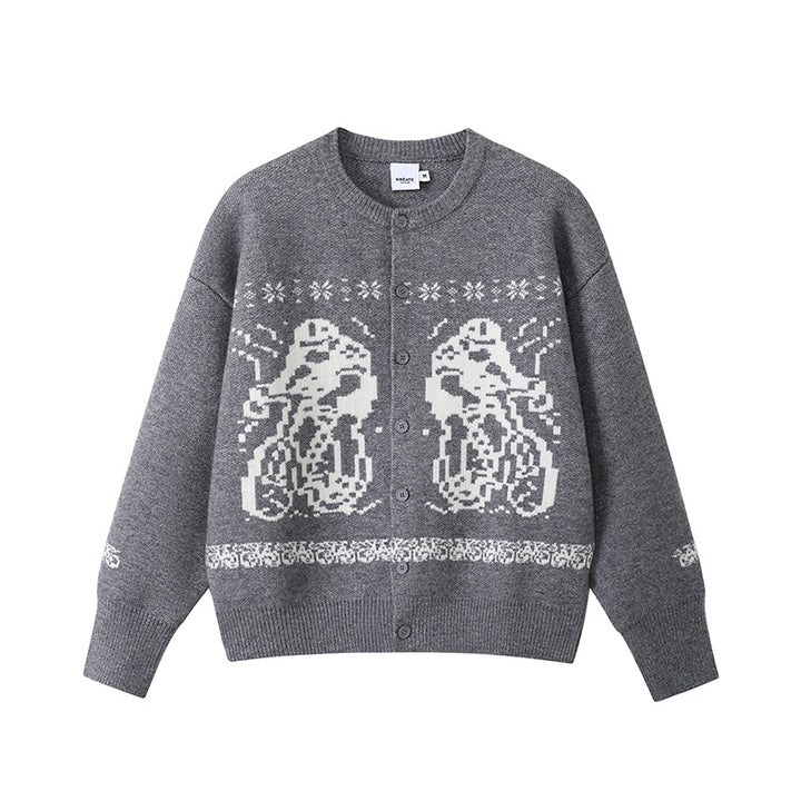 Women Cozy Chunky Knit Sweater with Graphic Design Mune Fashion