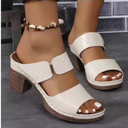 Women  elegant block heel sandal with padded comfort footbed and adjustable ankle strap Mune Fashion