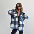 Women's Checked Overshirt in Shacket Style with Hem Pockets and Button Closure Mune Fashion