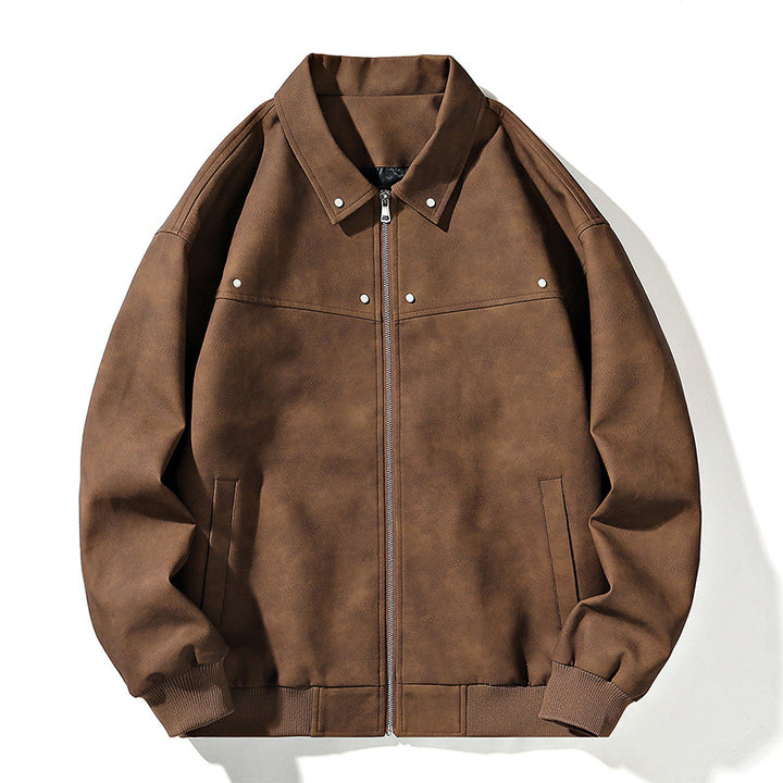 Men's Oversize Bomber Jacket in Suede Look with Zipper and Ribbed Cuffs Mune Fashion