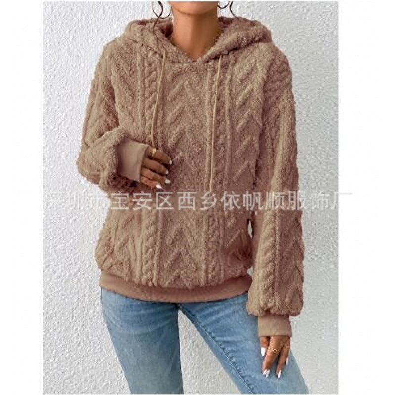 Women's fluffy hoodie with cable-knit pattern and oversized cut Mune Fashion