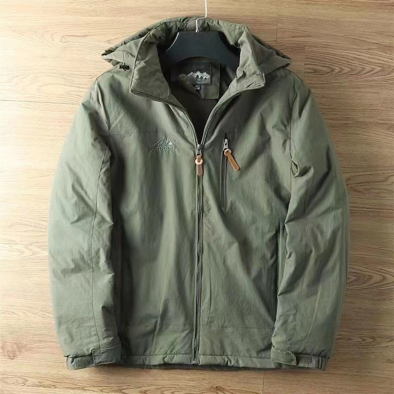 Men's Weatherproof Outdoor Jacket with Adjustable Hood Collar Mune Fashion