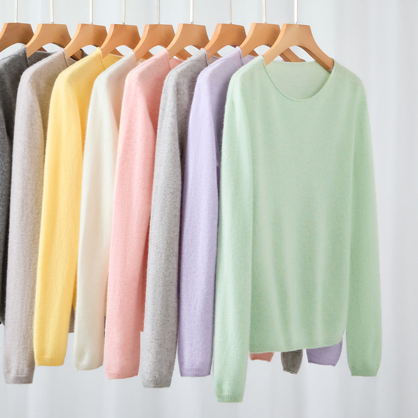 Women Fine ultralight round neck sweater made of microfiber fine knit with minimalist silhouette Mune Fashion