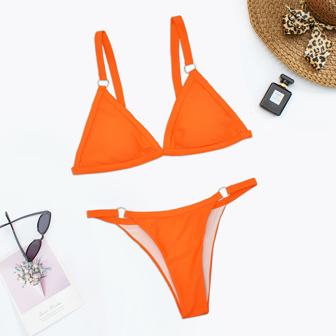 Women Triangle Bikini with Adjustable Straps and Elegant Ring Details Mune Fashion