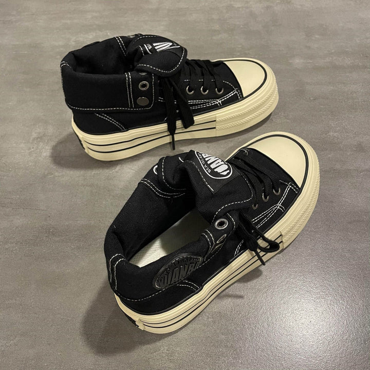 Women's High-Top Sneakers with Thick Rubber Sole and Side Zipper Mune Fashion