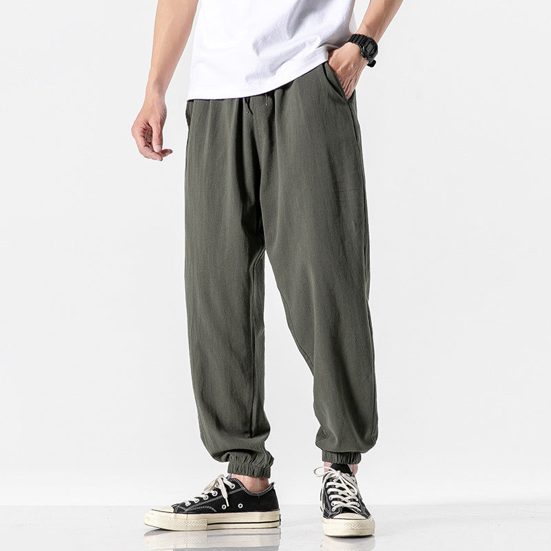 Men's relaxed-fit jogger pants with drawstring, ribbed ankle cuffs, and breathable linen blend Mune Fashion