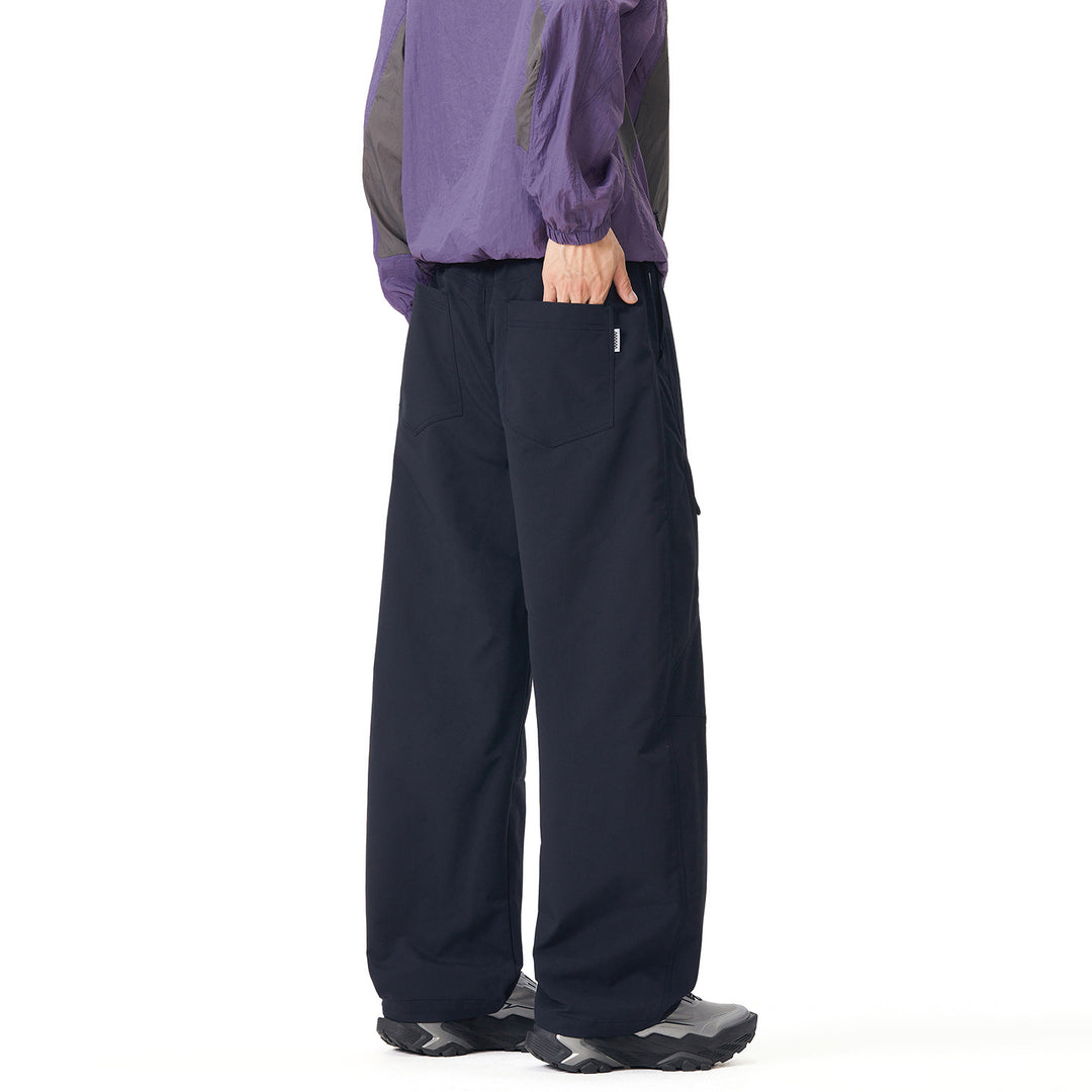 Men's Wide Tech Cargo Pants with Drawstring Waist and Zipper Pockets Mune Fashion