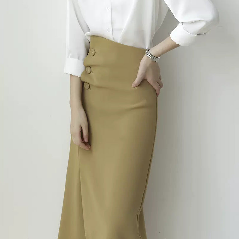 Ladies Elegant Pencil Skirt with Asymmetrical Cut Mune Fashion