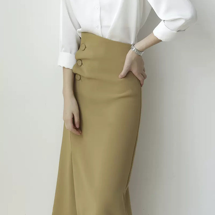 Ladies Elegant Pencil Skirt with Asymmetrical Cut Mune Fashion