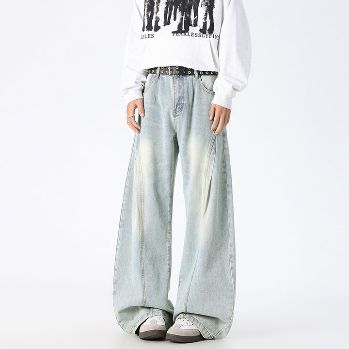 Unisex Extra-wide Baggy Jeans with deep crotch, prominent dividing seams and Palazzo silhouette Mune Fashion