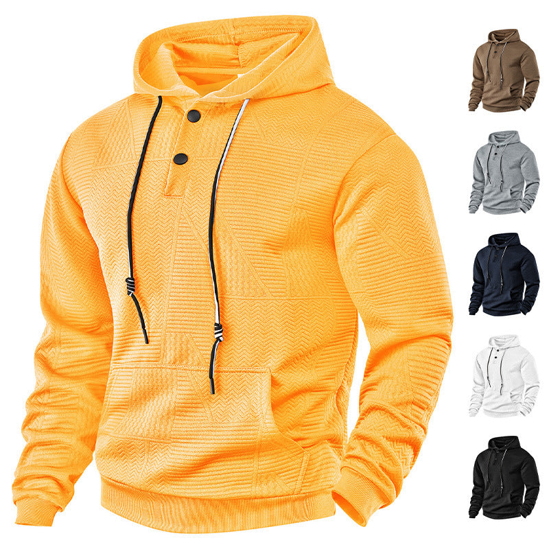 Men's structured hoodie with snap button placket and kangaroo pocket Mune Fashion