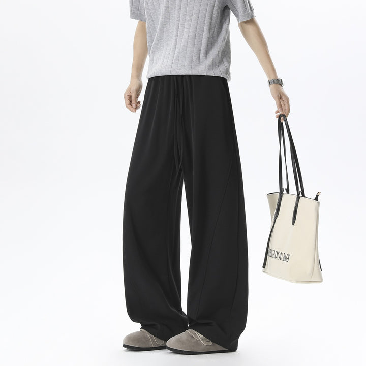 Men's Wide Relaxed Casual Pants with Drawstring Waist & Flowing Silhouette Mune Fashion