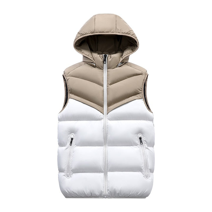 Men's Padded Hooded Vest with Thermal Insulation, Stand-Up Collar & Zipper Pockets Mune Fashion