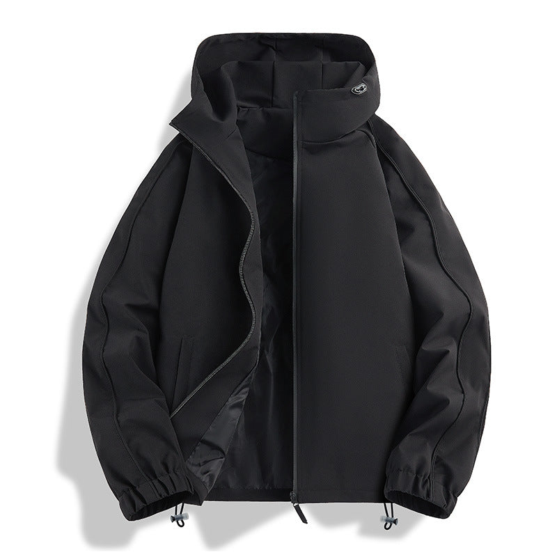 Unisex Lightweight two-tone wind and rain jacket with hood, drawstring and zip pockets Mune Fashion