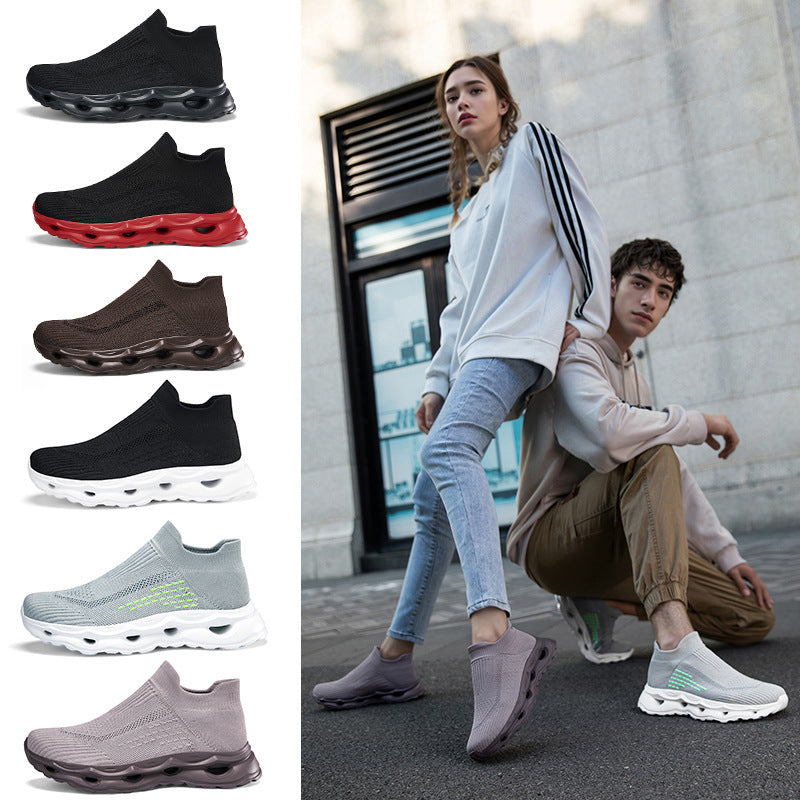Unisex nan sock-like knitted slippers with perforated hollow chamber cushioning Mune Fashion