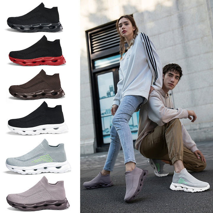 Unisex nan sock-like knitted slippers with perforated hollow chamber cushioning Mune Fashion