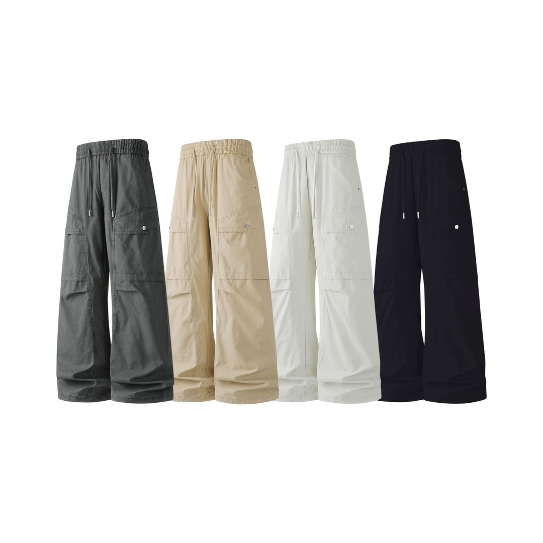 Damen Extraweite Tech‑Cargo‑Hose im Palazzoschnitt mit Elastikbund und Multifunktions‑Taschen Mune Fashion
