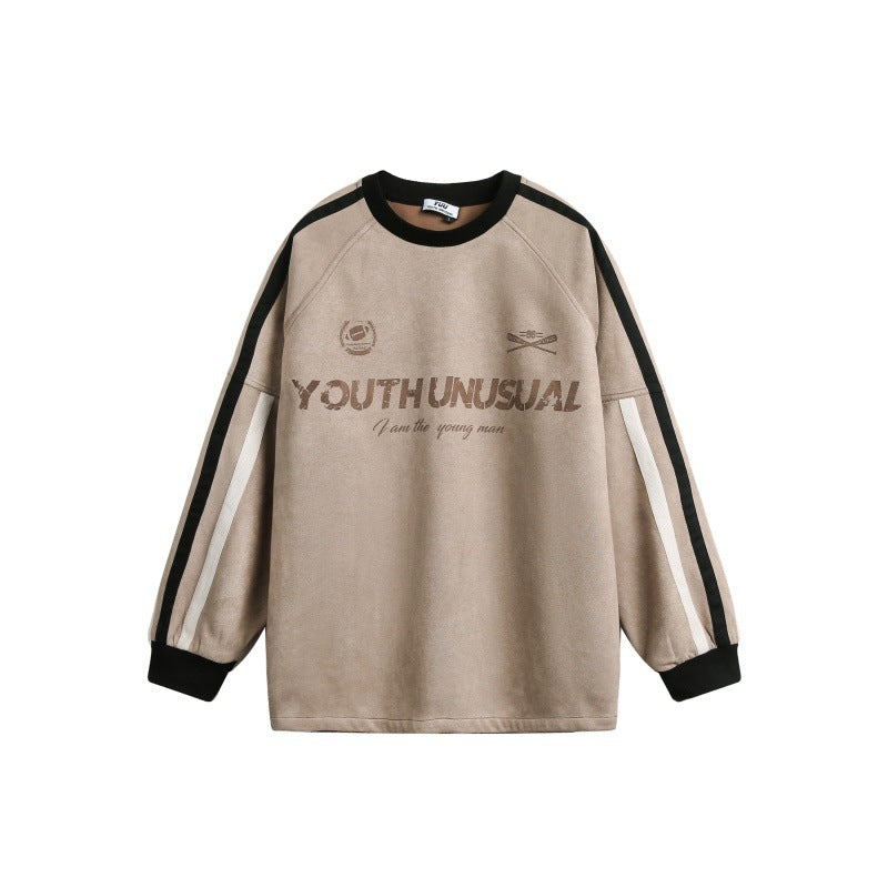 Men's Oversized Sweatshirt in Retro Sports Style with Contrast Stripes Mune Fashion