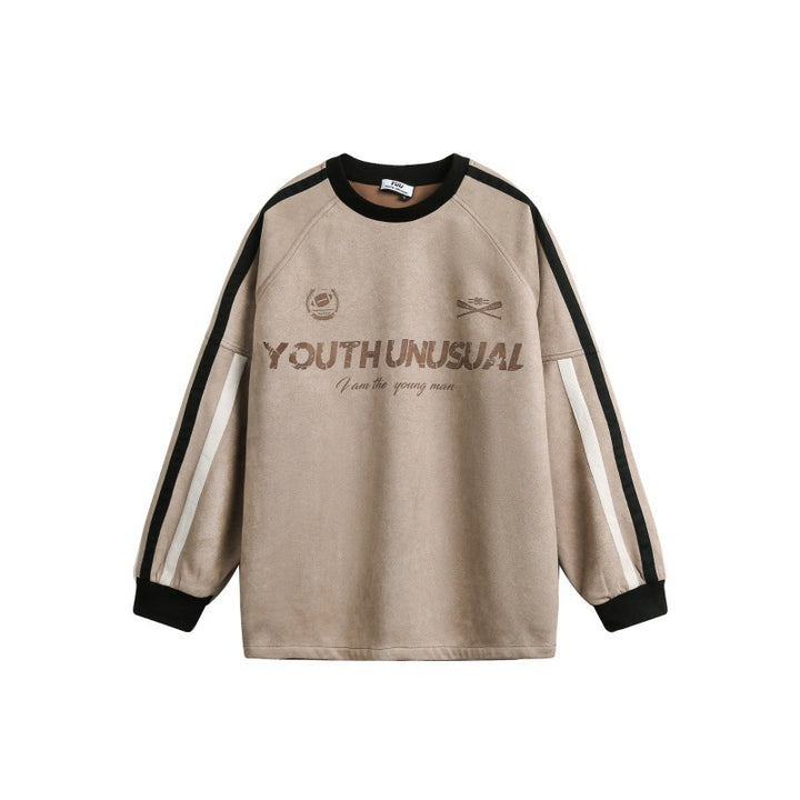 Men's Oversized Sweatshirt in Retro Sports Style with Contrast Stripes Mune Fashion