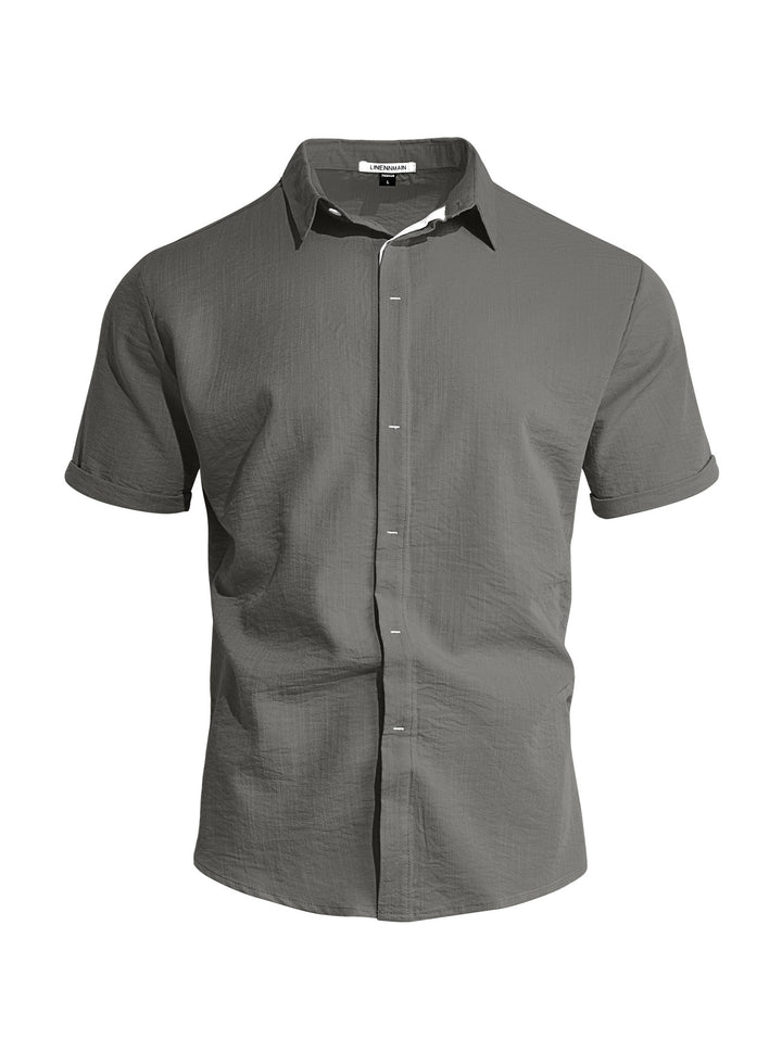 Men's breathable linen shirt with kent collar and rolled-up sleeves Mune Fashion