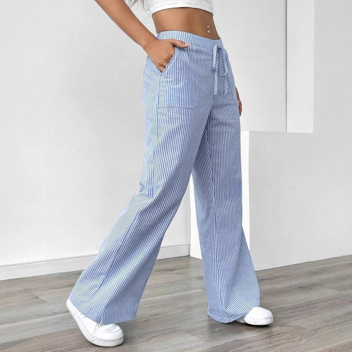 Women wide cotton lounge pants with drawstring and side pockets Mune Fashion