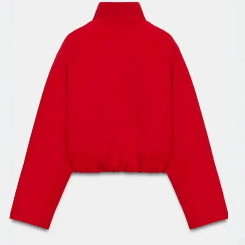 Women’s short-cut boxy blouson with high stand-up collar and dropped shoulders Mune Fashion