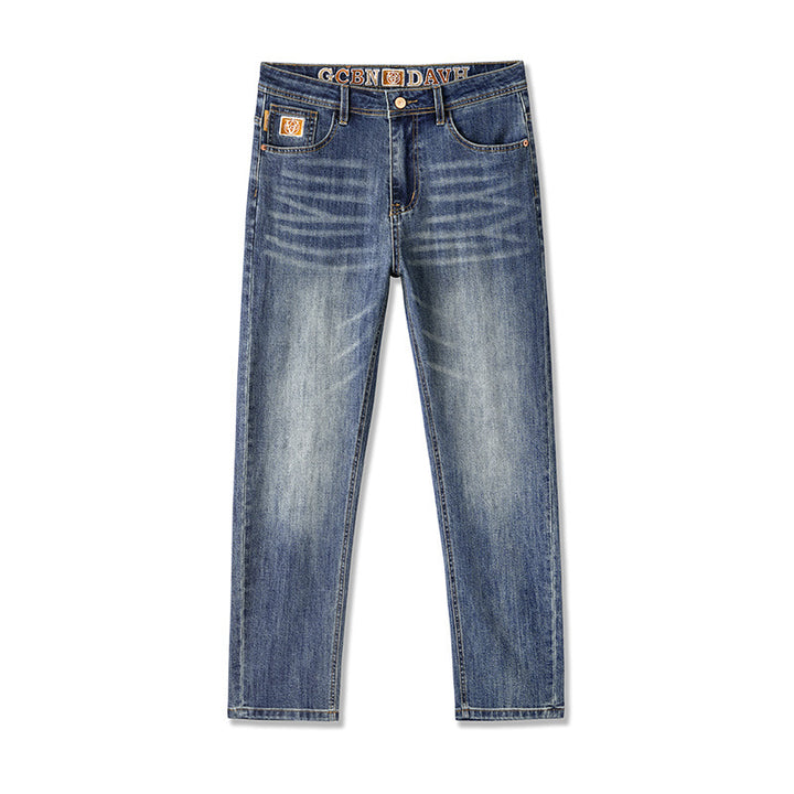 Men's Elastic Denim Jeans Slim-Straight with Comfort Waist Mune Fashion