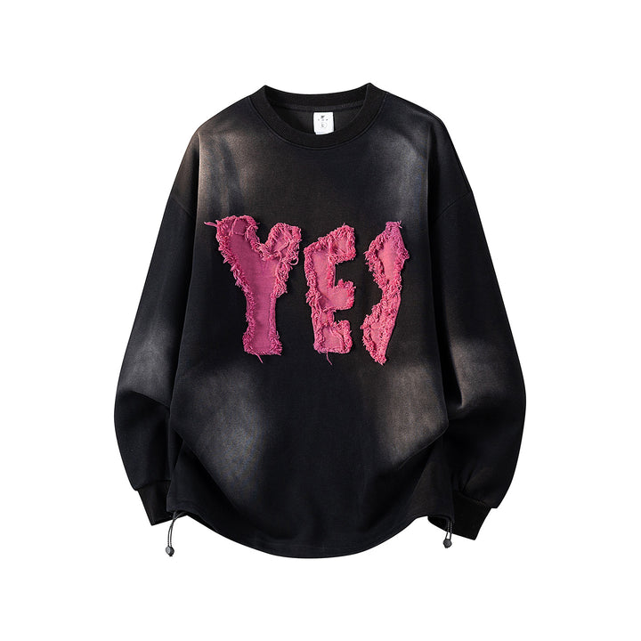 Women's Oversized Sweatshirt with Embroidered Logo, Rounded Hem & Dropped Shoulder Mune Fashion
