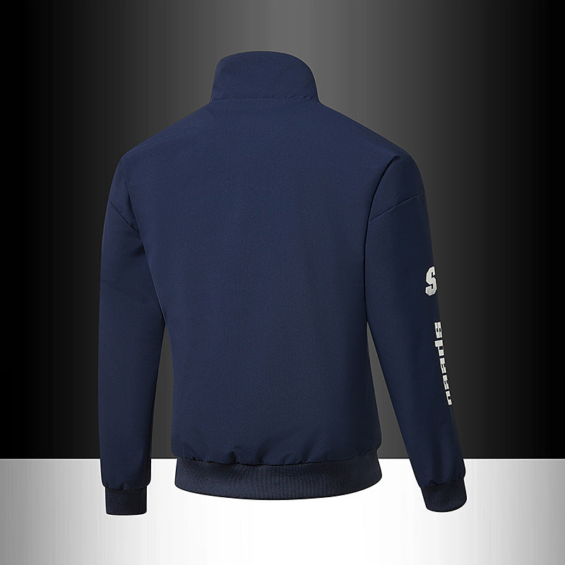 Men's track jacket in motorsport look with logo prints and stand-up collar Mune Fashion