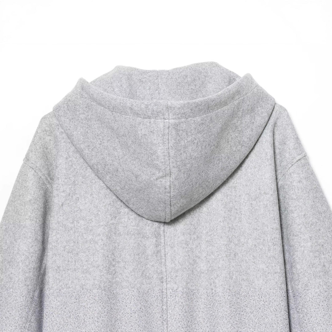 Women's Short Boxy Hooded Jacket made of Wool Fleece with Zip Mune Fashion