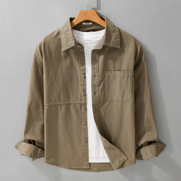 Men's lightweight shirt jacket overshirt made of washed cotton twill with chest pocket Mune Fashion