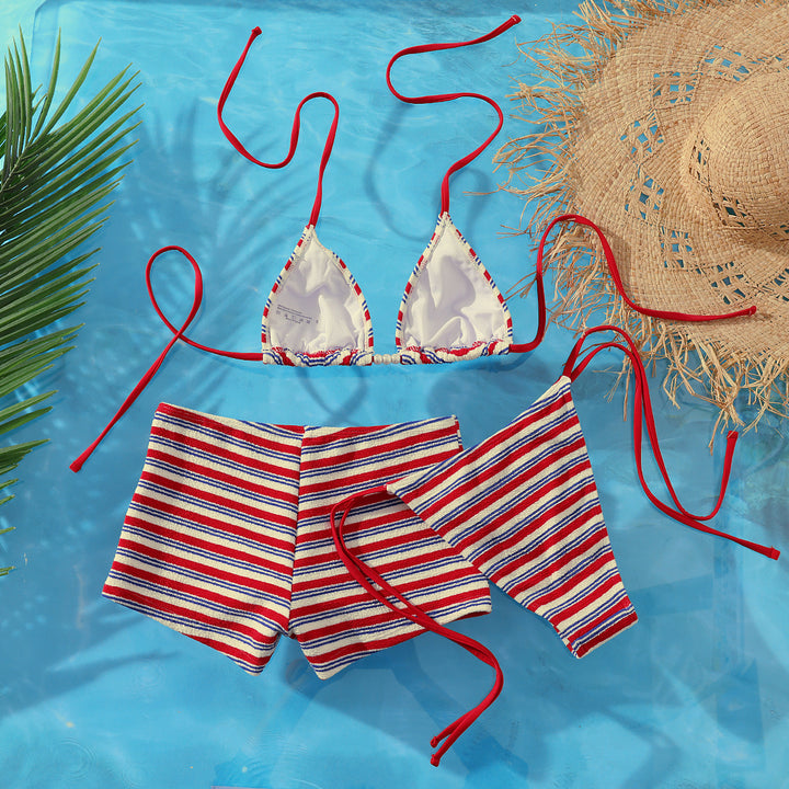Ladies Beach Bikini Set with charming striped pattern Mune Fashion
