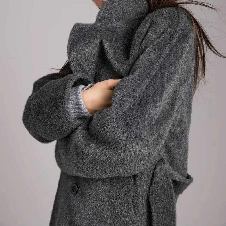 Women's stylish and elegant bouclé coat with double button placket Mune Fashion