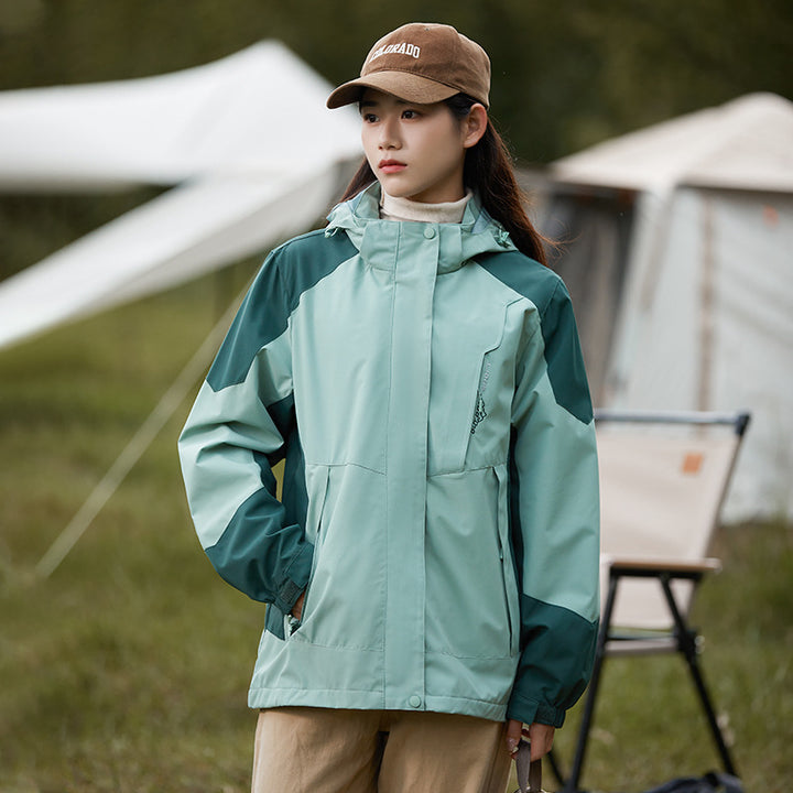 Women's two-layer waterproof outdoor jacket with hood, breathable membrane and adjustable waist Mune Fashion