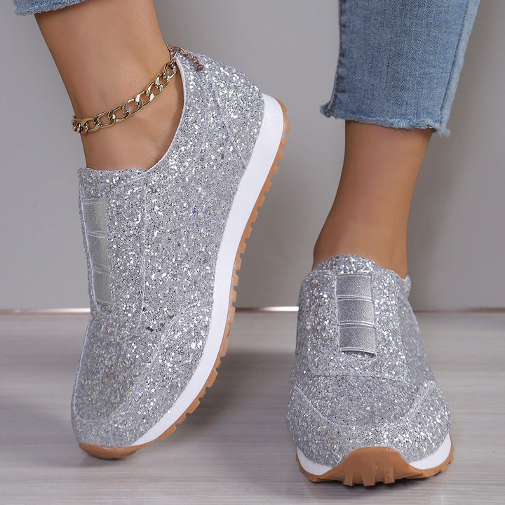 Women's Glittering Slip-On Sneakers with Comfortable Sole Mune Fashion