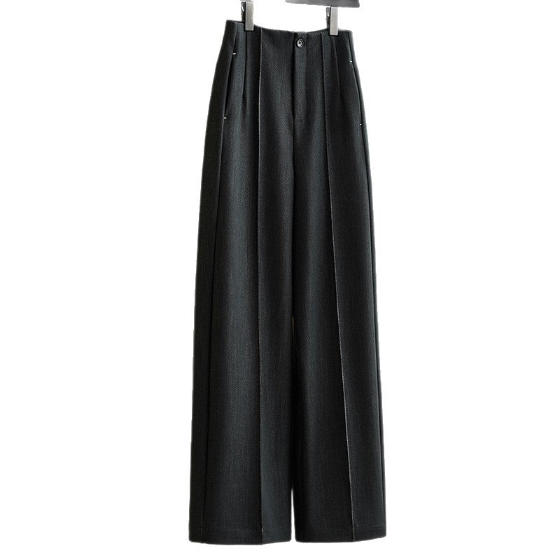 Women's High-Waisted Palazzo Pants with Sharp Creases and Pleats