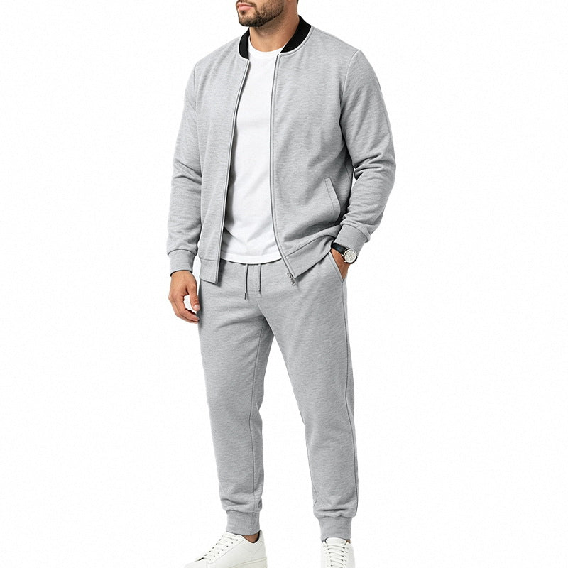 Men's Nan Sportives Two-Piece Jogging Suit Set with Bomber Jacket and Tapered Jogging Pants Mune Fashion