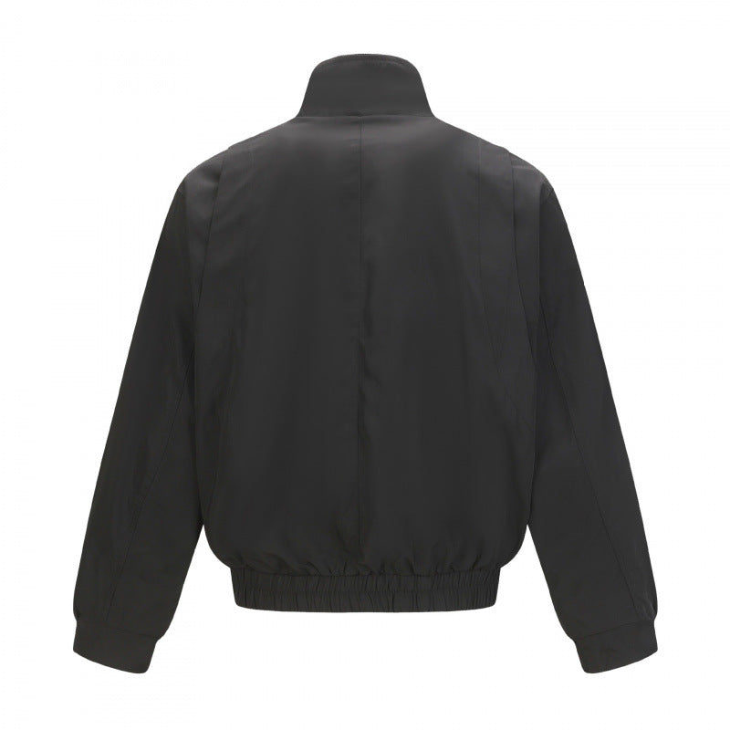 Men's short-cut wind and water-repellent bomber jacket with stand-up collar, zipper, and elastic waistband Mune Fashion